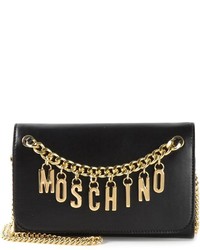 Черно-золотая кожаная сумка через плечо от Moschino