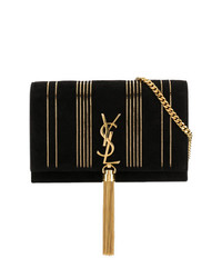 Черно-золотая кожаная сумка через плечо от Saint Laurent