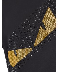 Мужская черно-золотая футболка с круглым вырезом с принтом от Fendi