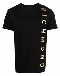Мужская черно-золотая футболка с круглым вырезом с принтом от John Richmond