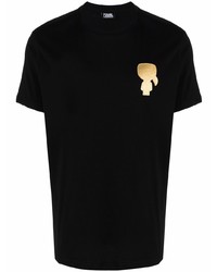 Мужская черно-золотая футболка с круглым вырезом с принтом от Karl Lagerfeld