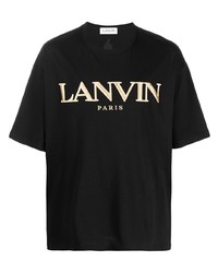 Мужская черно-золотая футболка с круглым вырезом с принтом от Lanvin