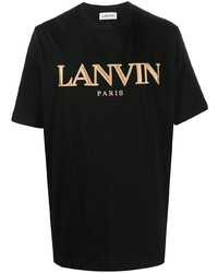 Мужская черно-золотая футболка с круглым вырезом с принтом от Lanvin