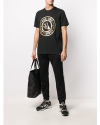 Мужская черно-золотая футболка с круглым вырезом с принтом от adidas