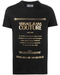 Мужская черно-золотая футболка с круглым вырезом с принтом от VERSACE JEANS COUTURE