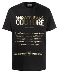 Мужская черно-золотая футболка с круглым вырезом с принтом от VERSACE JEANS COUTURE