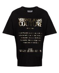 Мужская черно-золотая футболка с круглым вырезом с принтом от VERSACE JEANS COUTURE