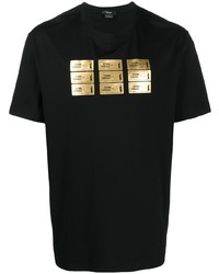 Мужская черно-золотая футболка с круглым вырезом с принтом от Versace