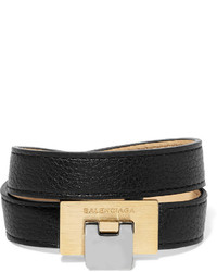 Черно-золотой кожаный браслет от Balenciaga