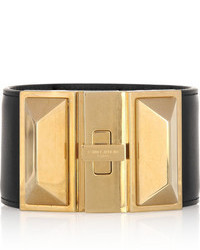 Черно-золотой кожаный браслет от Saint Laurent