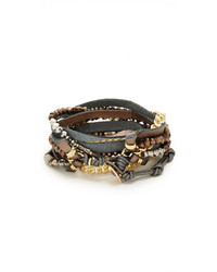 Черно-золотой кожаный браслет от Nakamol