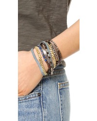 Черно-золотой кожаный браслет от Nakamol