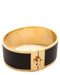 Черно-золотой кожаный браслет от Tory Burch