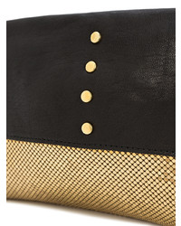 Черно-золотой кожаный клатч с украшением от Laura B