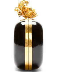 Черно-золотой кожаный клатч от Alexander McQueen