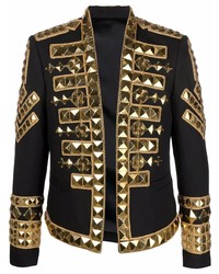 Мужской черно-золотой пиджак от Balmain