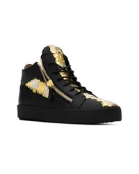 Мужские черно-золотые высокие кеды от Giuseppe Zanotti Design