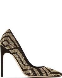 Черно-золотые замшевые туфли от Brian Atwood