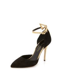 Черно-золотые замшевые туфли от Oscar de la Renta