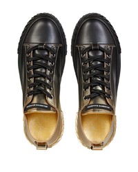 Мужские черно-золотые кожаные низкие кеды от Giuseppe Zanotti
