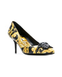 Черно-золотые кожаные туфли от Versace