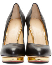 Черно-золотые кожаные туфли от Charlotte Olympia