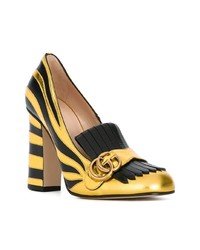 Черно-золотые кожаные туфли от Gucci