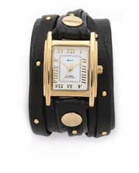 Женские черно-золотые кожаные часы с шипами от La Mer