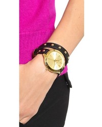 Женские черно-золотые кожаные часы с шипами от Michael Kors