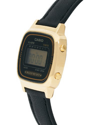 Женские черно-золотые кожаные часы от Casio