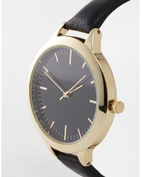 Женские черно-золотые кожаные часы от Asos