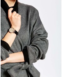 Женские черно-золотые кожаные часы