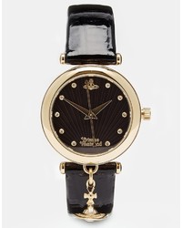 Женские черно-золотые кожаные часы от Vivienne Westwood