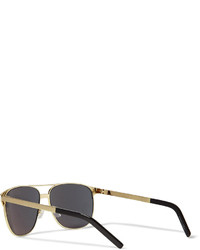 Мужские черно-золотые солнцезащитные очки от Saint Laurent