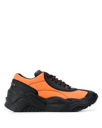 Мужские черно-оранжевые кроссовки от Just Cavalli