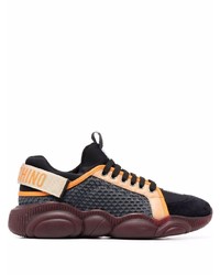 Мужские черно-оранжевые кроссовки от Moschino