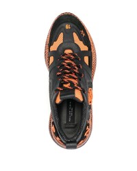 Мужские черно-оранжевые кроссовки от Philipp Plein