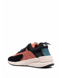 Мужские черно-оранжевые кроссовки от Diesel