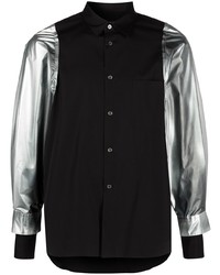 Мужская черно-серебряная рубашка с длинным рукавом от Comme Des Garcons Homme Plus