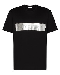 Мужская черно-серебряная футболка с круглым вырезом с принтом от Givenchy