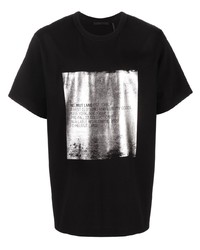 Мужская черно-серебряная футболка с круглым вырезом с принтом от Helmut Lang