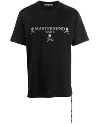 Мужская черно-серебряная футболка с круглым вырезом с принтом от Mastermind World