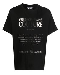 Мужская черно-серебряная футболка с круглым вырезом с принтом от VERSACE JEANS COUTURE