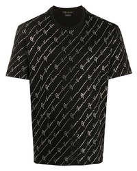 Мужская черно-серебряная футболка с круглым вырезом с принтом от Versace