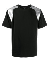 Мужская черно-серебряная футболка с круглым вырезом от Just Cavalli