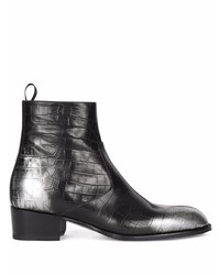 Мужские черно-серебряные кожаные ботинки челси от Giuseppe Zanotti