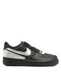 Мужские черно-серебряные кожаные низкие кеды от Nike
