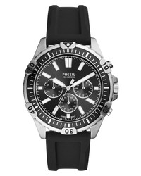 Черно-серебряные резиновые часы