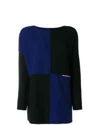 Черно-синий свободный свитер