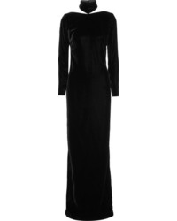 Черное бархатное вечернее платье с вырезом от Tom Ford
